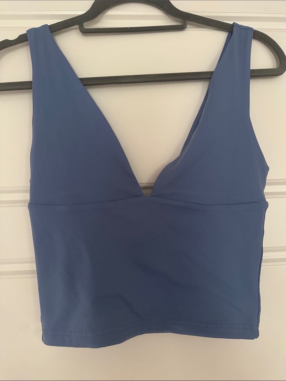 Sleeveless V-Neck Crop Top in Blue